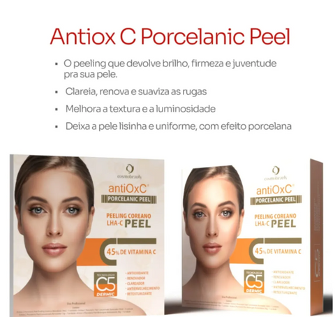 Kit Antiox C Porcelanic Peel Peeling (LHA KOREAN PEEL) VITAMINA C REJUVENESCEDOR COSMOBEAUTY